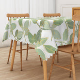 Lofaris Boho Spring Tablecloth with Green and Gold Leaves Elegant Botanical Decor for Wedding or Party